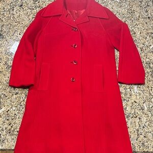 Vintage 100% Wool Satin Lined car coat, Red Wool Dress Coat